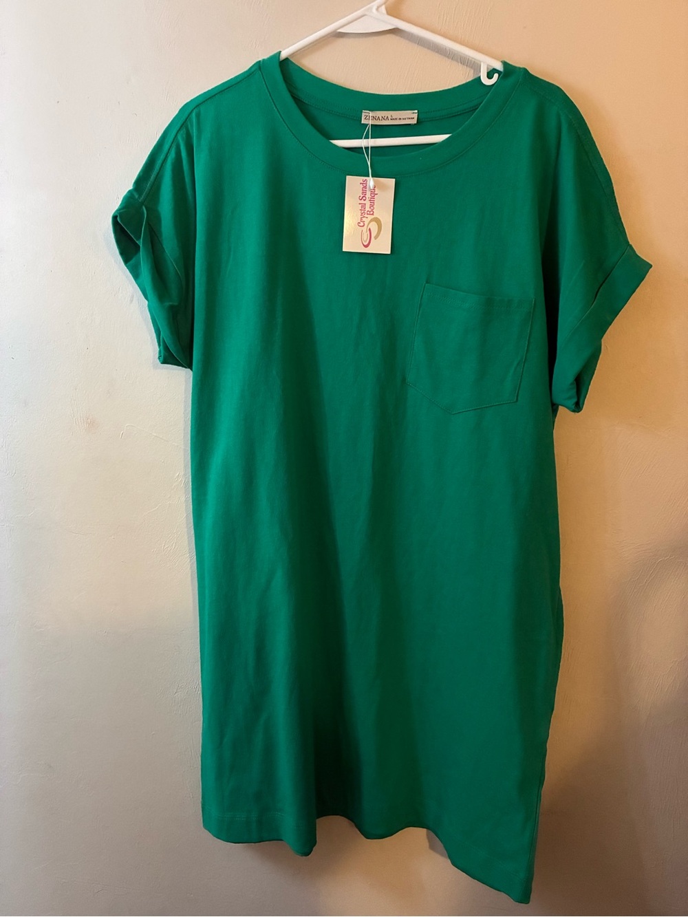 Everyday Pocket T-Shirt Dress in Emerald Green